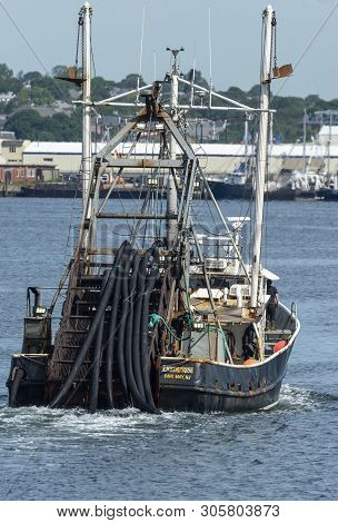 New Bedford, Massachusetts, Usa - June 10, 2019: Clammer Enterprise, Hailing Port Cape May, New Jers