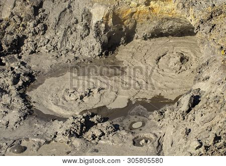 Closeup Of A Mud Volcano Or Mud Dome On Kamchatka