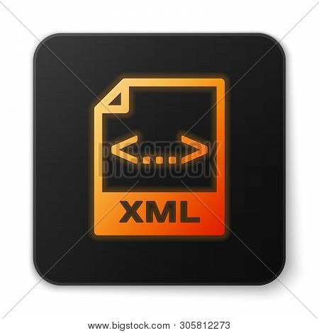 Orange Glowing Xml File Document Icon. Download Xml Button Icon Isolated On White Background. Xml Fi