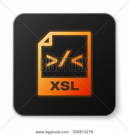 Orange Glowing Xsl File Document Icon. Download Xsl Button Icon Isolated On White Background. Excel 