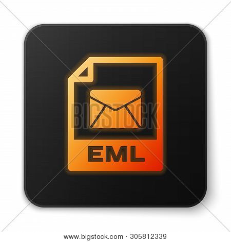 Orange Glowing Eml File Document Icon. Download Eml Button Icon Isolated On White Background. Eml Fi