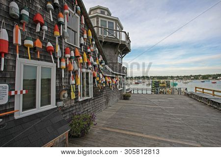 Bass Harbor, Maine 07-30-2008 The Wharf At Bass Harbor With Exterior Walls Decorated With Wooden Lob