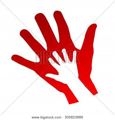 Child And Mother Hands, Family Concept Over White Background, Stock Vector Illustration