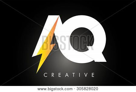 Aq Letter Logo Design With Lighting Thunder Bolt. Electric Bolt Letter Logo Vector Illustration.