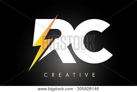 Rc Letter Logo Design With Lighting Thunder Bolt. Electric Bolt Letter Logo Vector Illustration.