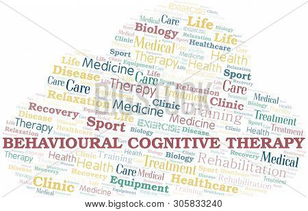 Behavioural Cognitive Therapy Word Cloud. Wordcloud Made With Text Only.