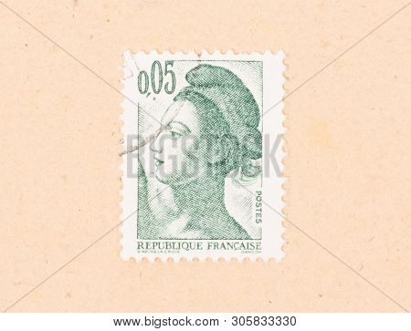 France - Circa 1980: A Stamp Printed In France Shows Portrait Of A Woman, Known As Liberty, After Eu