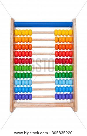 Colorful Toy Abacus To Learn Counting, Wooden Colorful Abacus Kids Toy Isolated On White