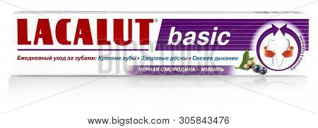 Kamchatka, Russia - May 20, 2019: Lacalut Aktiv Medical Toothpaste.