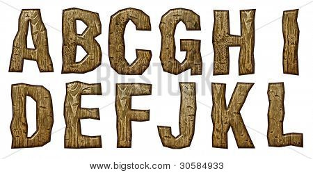Hölzerne Alphabet, isolated on white Background.
