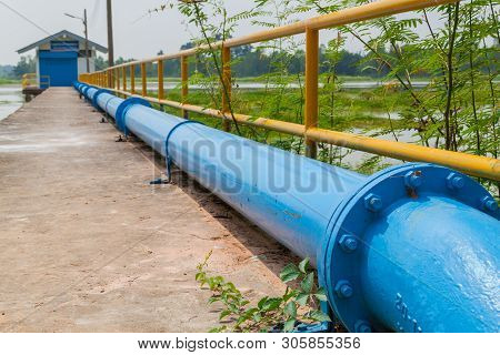 A Pump Station Delivers Water For Agricultural Watering.