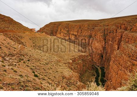 Dades Gorge Is A Gorge Of Dades River In Atlas Mountains In Morocco. Dades Gorge Depth Is From 200 T