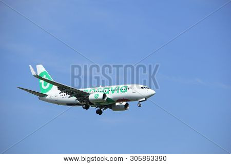Amsterdam, The Netherlands - July 21st 2016: Ph-xrv Transavia Boeing 737,  Approaching Polderbaan Ru