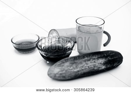 Bottle Gourd Face Pack Isolated On White I.e. Bottle Gourd Or Lauki Juice Well Mixed With Cucumber,