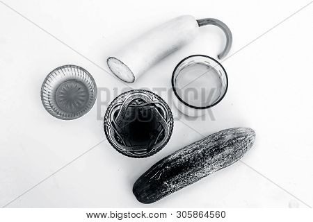 Bottle Gourd Face Pack Isolated On White I.e. Bottle Gourd Or Lauki Juice Well Mixed With Cucumber,