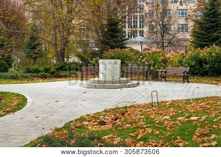 Autumn Park In Marfo-mariinsky Cloister Of Mercy. Moscow. Russia