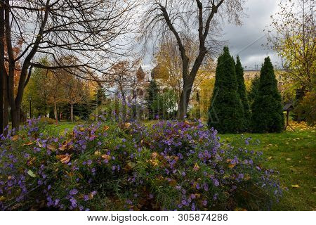 Autumn Park In Marfo-mariinsky Cloister Of Mercy. Moscow. Russia