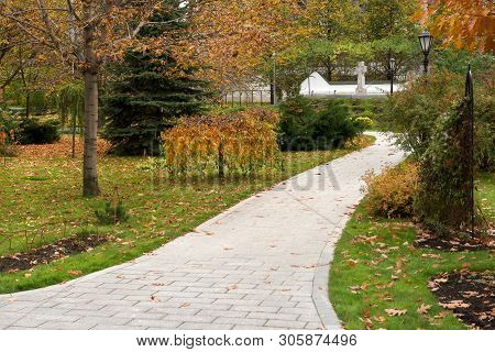 Autumn Park In Marfo-mariinsky Cloister Of Mercy. Moscow. Russia