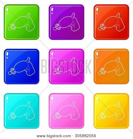 Alien Weapon Toy Icons Set 9 Color Collection Isolated On White For Any Design