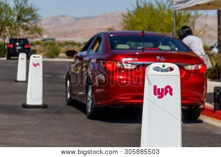 Las Vegas - Circa June 2019: Lyft Las Vegas Hub. Lyft And Uber Have Replaced Many Taxi Cabs With A S