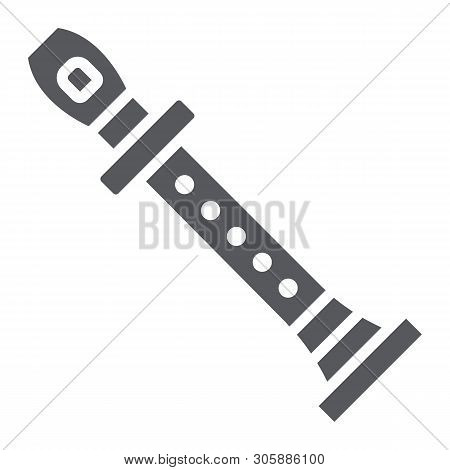 Flute Glyph Icon, Music And Instrument, Flageolet Sign, Vector Graphics, A Solid Pattern On A White 