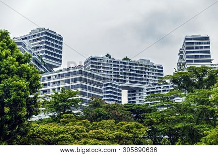 Singapore City, Singapore - April 25, 2019: The Interlace Is Composed Of 1000 Unit Apartments & Was