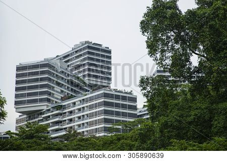 Singapore City, Singapore - April 25, 2019: The Interlace Is Composed Of 1000 Unit Apartments & Was