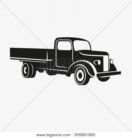 Old Retro Truck Vector Illustration. Vintage Transport Vehicle Icon