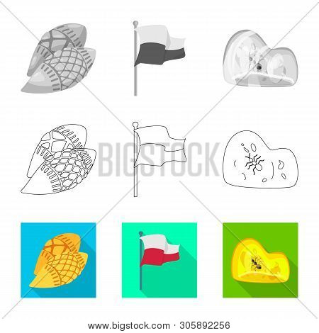 Vector Illustration Of Traditional And Tour Sign. Set Of Traditional And Landmarks Vector Icon For S