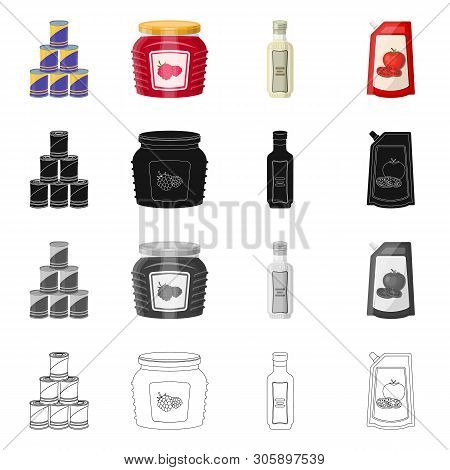Vector Illustration Of Can And Food Icon. Collection Of Can And Package Stock Symbol For Web.