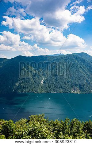 View Of Monte Generoso As Seen From Mont Bre Switzerland By Day