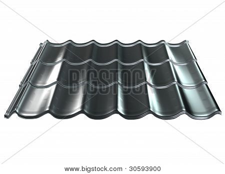 3D illustrazione di un tetto di tegole metalliche
