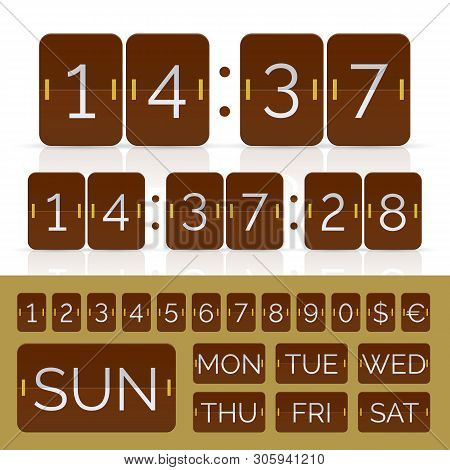 Brown Countdown Timer And Week Day Flip Calendar