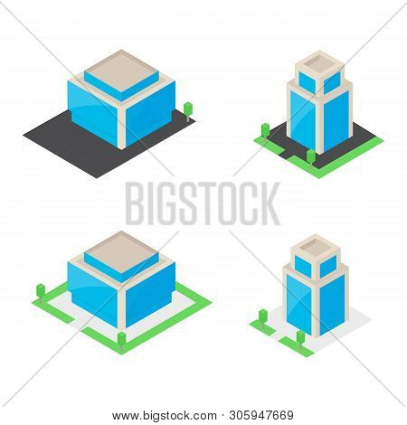 Isometric Vector Business Center. Isometric Business Buildings.