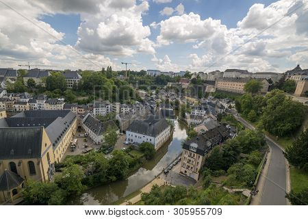 Luxembourg, Grand Duchy Of Luxembourg - July 06, 2018: Neumunster Abbey In The Lower City In Luxembo