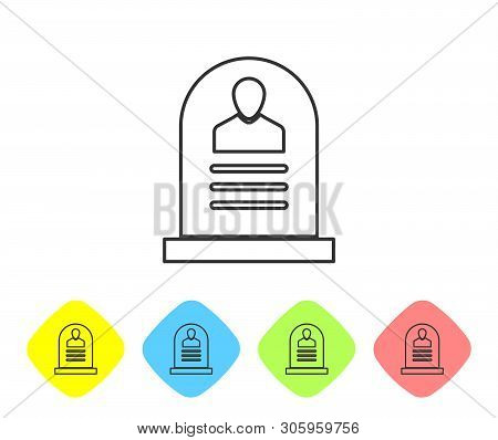Grey Tombstone With Rip Written On It Line Icon Isolated On White Background. Grave Icon. Set Icon I
