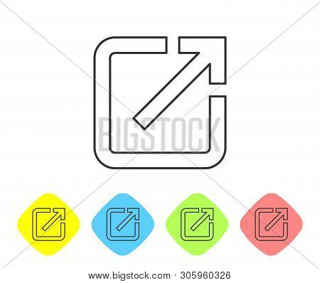 Grey Open In New Window Line Icon Isolated On White Background. Open Another Tab Button Sign. Browse