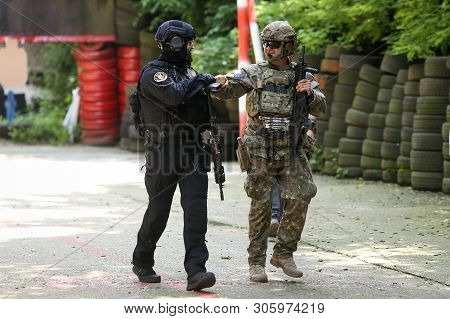 Bucharest, Romania - June 10, 2019: A Romanian Sias (equivalent Of Swat In The Us) Police Officer An