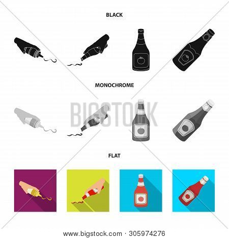Isolated Object Of Sauce And Condiment Logo. Set Of Sauce And Bowl Stock Vector Illustration.