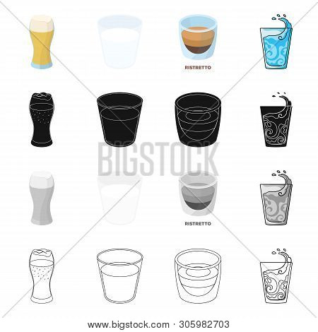 Vector Design Of Glass  And Transparent  Icon. Set Of Glass  And Empty  Vector Icon For Stock.