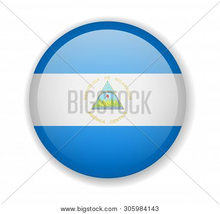 Nicaragua Flag Round Bright Icon On A White Background