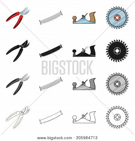 Isolated Object Of Tool And Construction Logo. Set Of Tool And Carpentry Vector Icon For Stock.