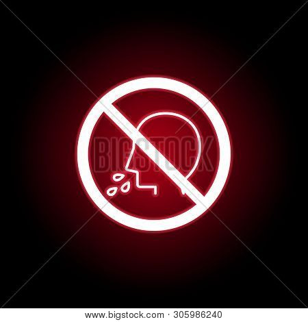 Forbidden  Spit Icon In Red Neon Style. Can Be Used For Web, Logo, Mobile App, Ui, Ux