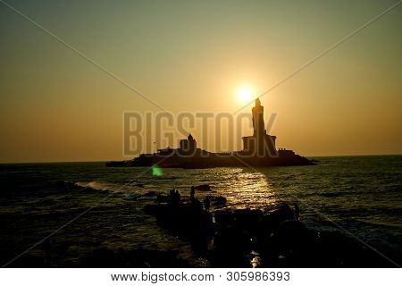 Sunrise Above The Sea Kanyakumari Comorin Cape India