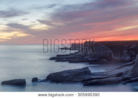 Pacific Ocean Coastline Near Panther Beach. Bonny Doon, Santa Cruz County, California, Usa.