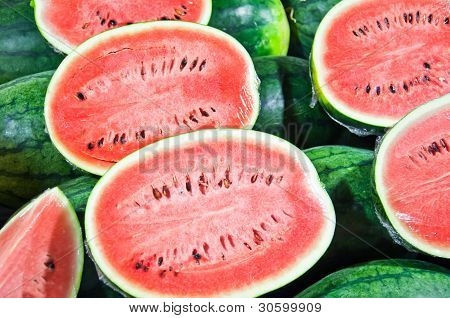 Watermelon slice selling in market