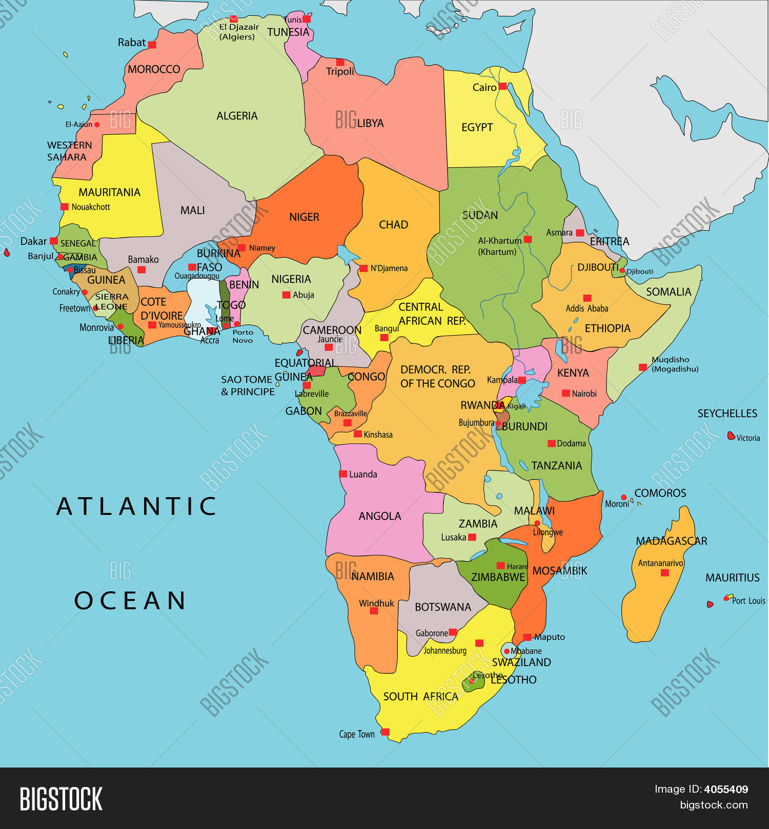 Big Map Of Africa Political Map Africa Vector & Photo (Free Trial) | Bigstock