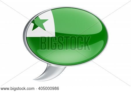 Speech Balloon With Esperanto Flag, 3d Rendering Isolated On White Background
