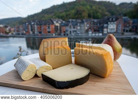 Cheese Collection, Tasty Belgian Abbey Cheeses Made With Brown Trappist Beer And Fine Herbs And View