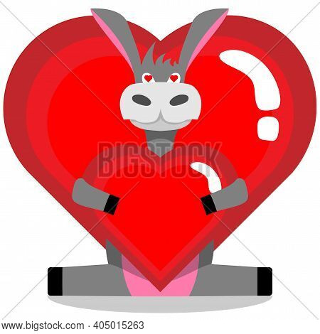 Donkey With A Heart. Vector Illustration In A Flat Style.